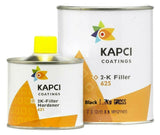 Kapci 2K High Build Black Car Filler Primer Spray with Kapci 2k Filler Hardener - 1.25 Litre Kit